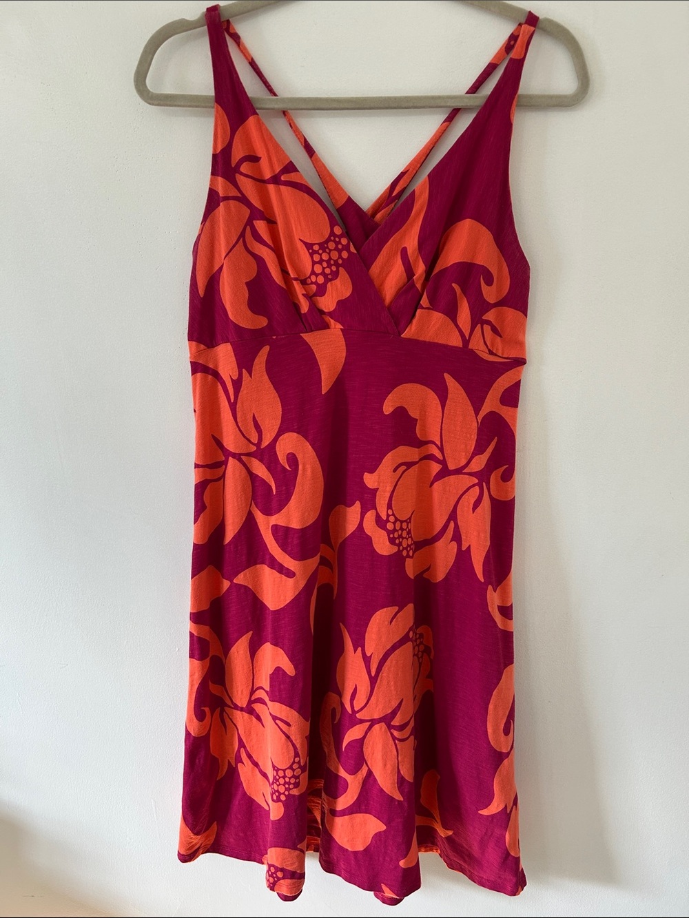 Patagonia Amber Dawn Dress Pink/Orange Tropical Summer Vibrant Outdoor Sz Large